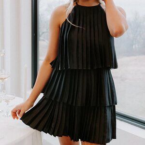 Black Strut and Bolt Pleated Dress